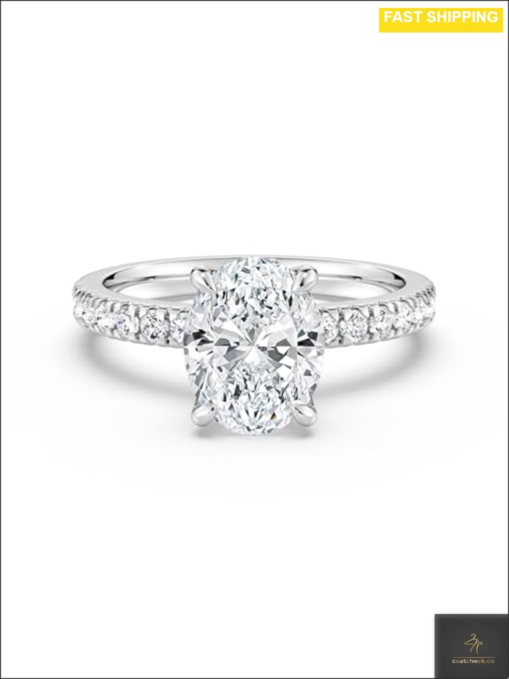2ct Oval Moissanite Engagement Ring 925 Sterling Silver